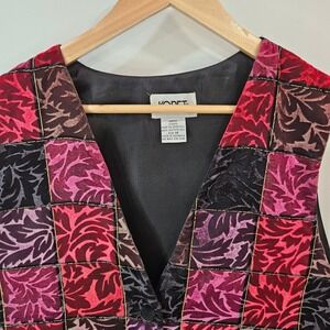 Koret Vintage Floral Velvet Retro Patchwork Vest Size 18 Jewel tone Artsy